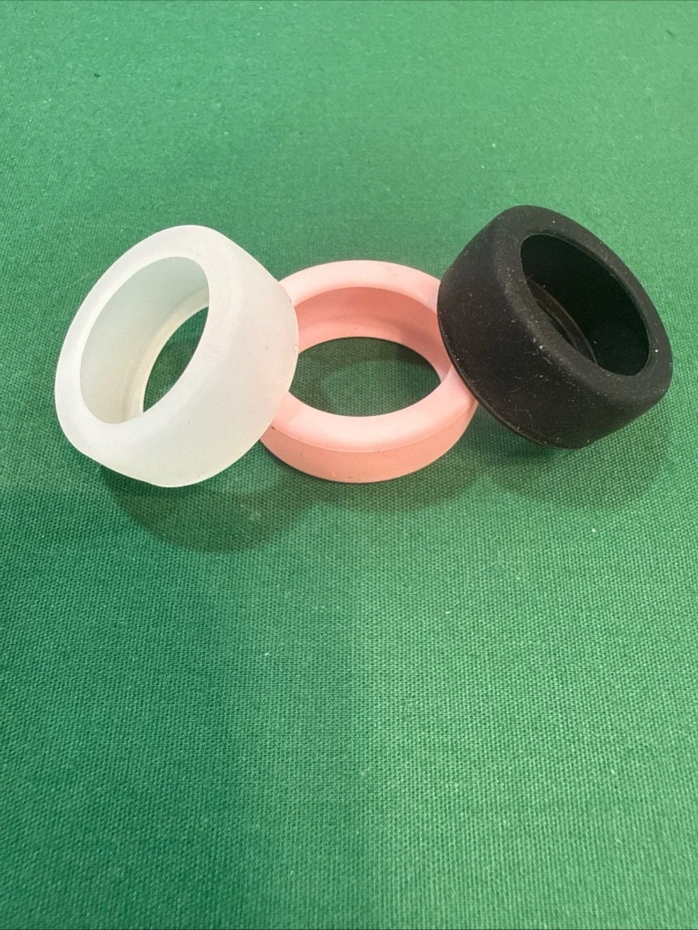 Silicone Ring Set - Pink, White & Black - Women Accessories 71D
